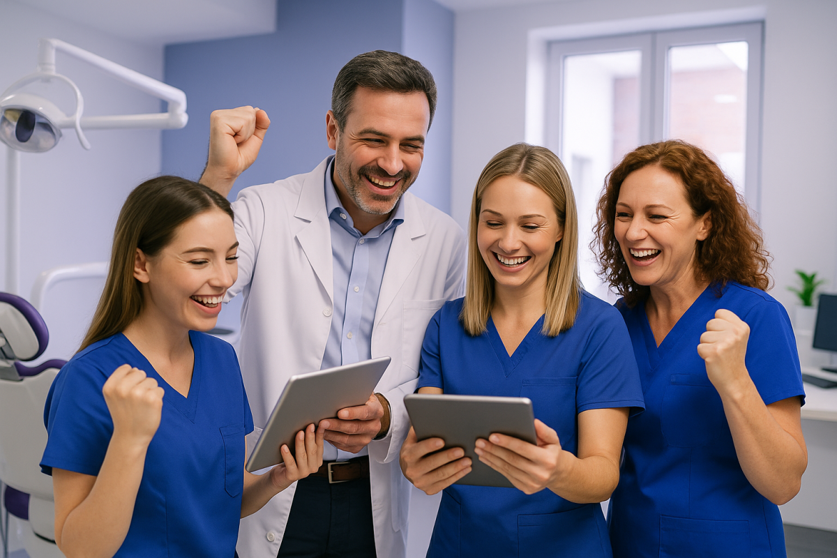Reception staff interacting with dental AI chatbot