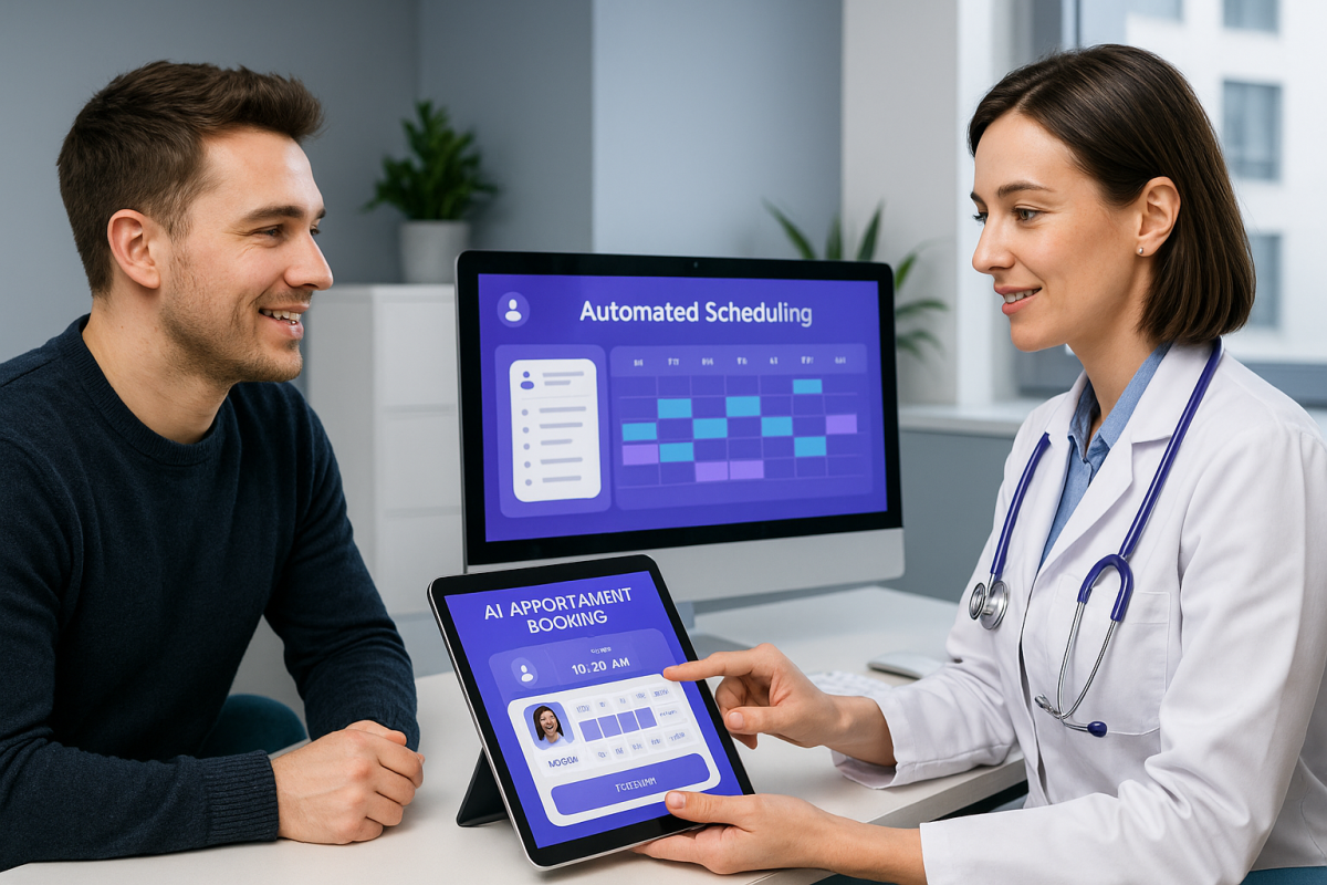 Patient booking appointment online with Irish GP using AI
