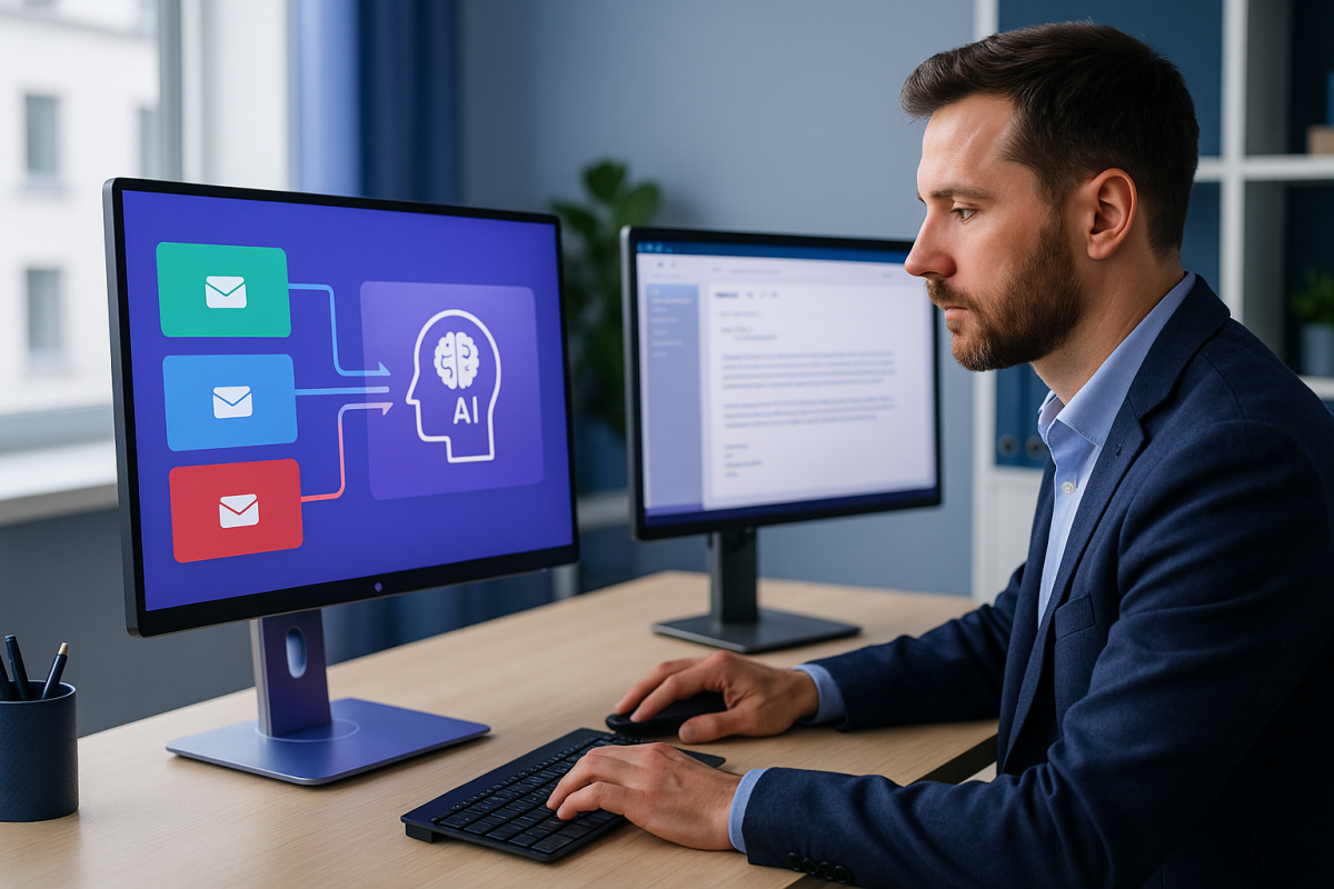 Irish solicitor inbox automation showing urgent email escalation and fast replies